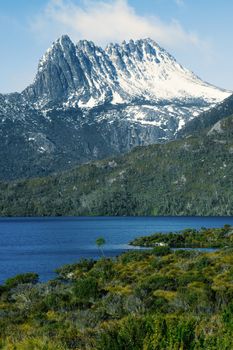 View of a cradle mountain in Tasmania, Australia.