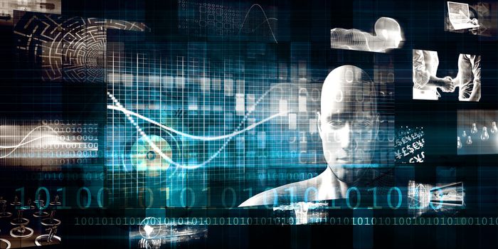 Technology Services on World Map Digital Art
