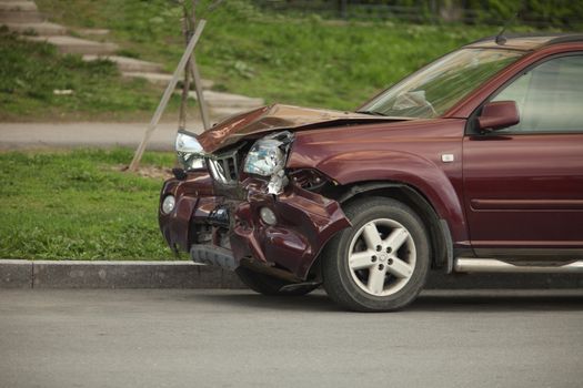 April 30, 2017 St. Petersburg, Russian, Car crash after a head-on collision on the roadside