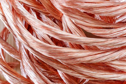 Big pile of copper wire close up
