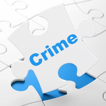 Privacy concept: Crime on White puzzle pieces background, 3D rendering