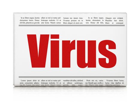 Safety concept: newspaper headline Virus on White background, 3D rendering