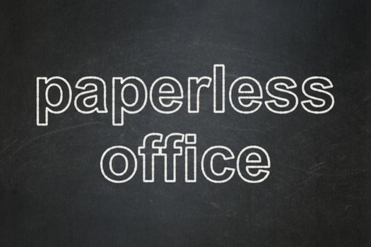 Finance concept: text Paperless Office on Black chalkboard background