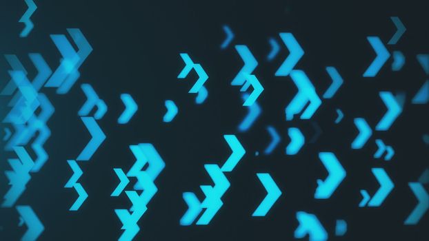 Abstract blue arrows background. Technology backdrop. 3d rendered
