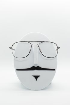 Men's fashion mannequin wearing fashionable spectacles on white background. Glasses