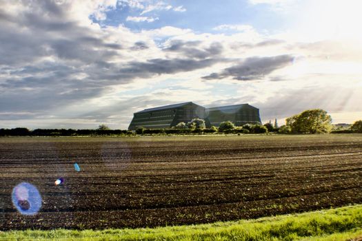 Two big and green hangars in Bedfordshire Area