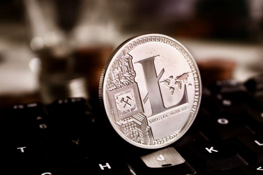 Physical litecoin on the keyboard