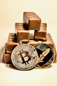 Bitcoin with a chocolates