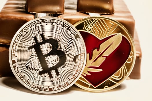 Bitcoin with a chocolate