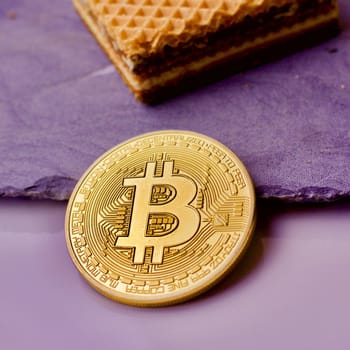 Bitcoin physical coin with a chocolate