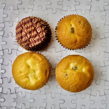 Sweet cupcakes on puzzles