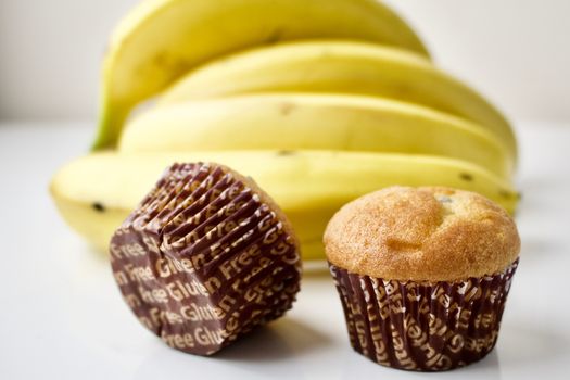 Gluten free cupcakes and fresh bananas