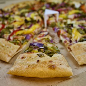 Tasty slice of vegetarian fresh pizza