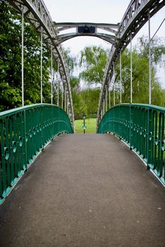 White and green bridge in Bedford