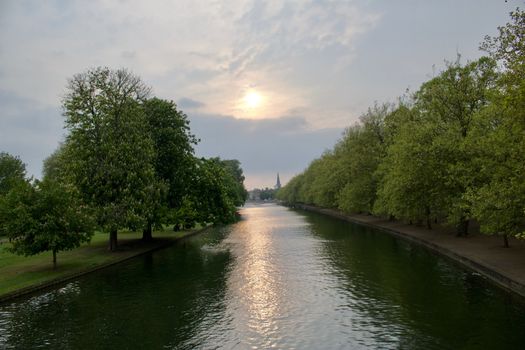 River in Bedford and sunset