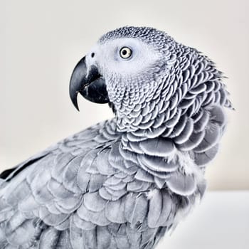 African grey parrot on the table