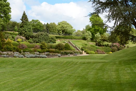 Calverley Grounds public park in Tunbridge Wells with ornamental gardens and diverse trees and bushes