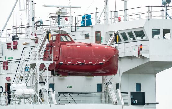 Enclosed Lifeboat for ship. transportion on sea