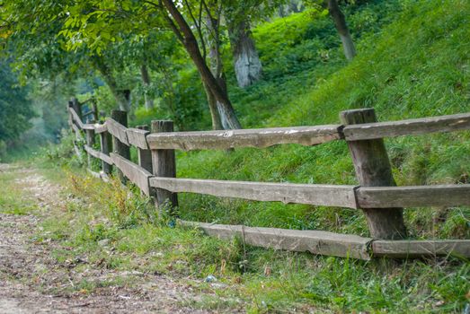 old sparse fence in a sunny day