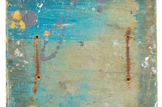 Multicolored background: old wooden multicolored surface with blue paint and cracking texture