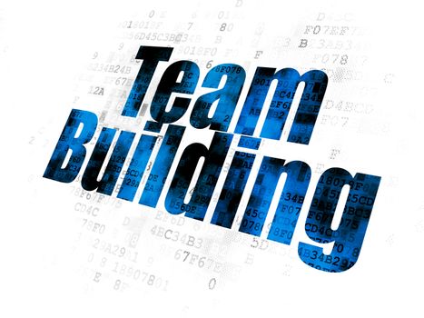 Business concept: Pixelated blue text Team Building on Digital background