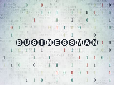 Finance concept: Painted black text Businessman on Digital Data Paper background with Binary Code