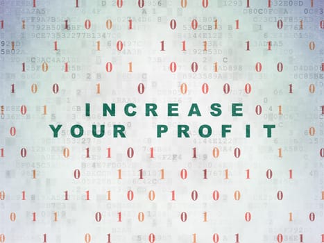 Business concept: Painted green text Increase Your profit on Digital Data Paper background with Binary Code