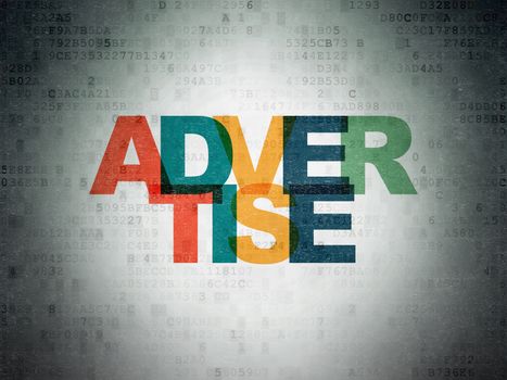 Marketing concept: Painted multicolor text Advertise on Digital Data Paper background