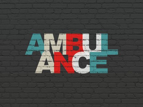 Health concept: Painted multicolor text Ambulance on Black Brick wall background