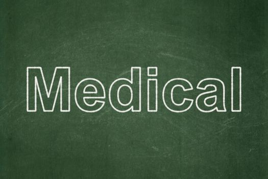 Medicine concept: text Medical on Green chalkboard background