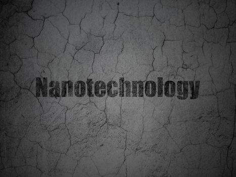 Science concept: Black Nanotechnology on grunge textured concrete wall background