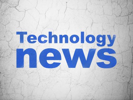 News concept: Blue Technology News on textured concrete wall background