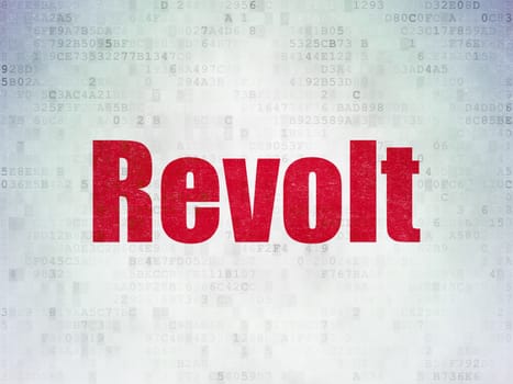 Politics concept: Painted red word Revolt on Digital Data Paper background