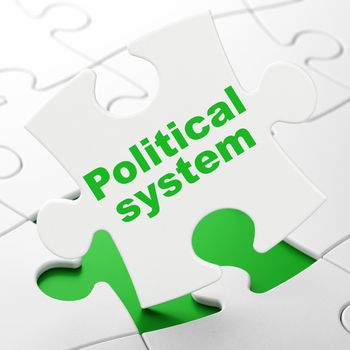 Political concept: Political System on White puzzle pieces background, 3D rendering
