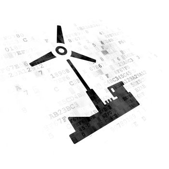 Industry concept: Pixelated black Windmill icon on Digital background