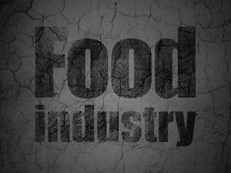 Manufacuring concept: Black Food Industry on grunge textured concrete wall background