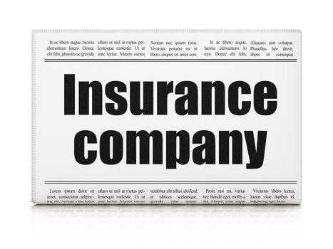 Insurance concept: newspaper headline Insurance Company on White background, 3D rendering