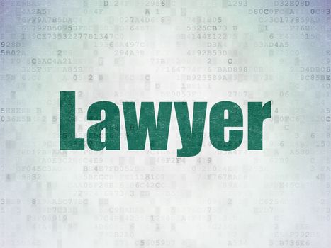Law concept: Painted green word Lawyer on Digital Data Paper background