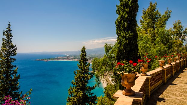 Sicily (Italy): The beautiful Sicilian coast view from Taormina (On May 26-27 2017, Taormina hosted the Summit of the Heads of State and of Government of the G7)