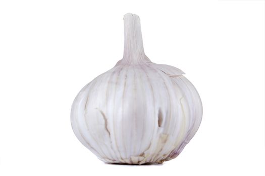 Ripe fresh garlic on white isolated background