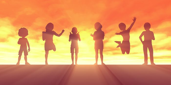 Children Jumping for Joy and Excitement Background