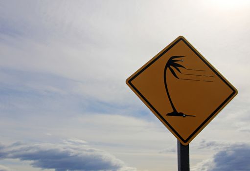 Patagonia high wind road sign yellow, on route 40 near El Chalten, Argentina