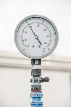 retro gauge, old meter water pipe on white background