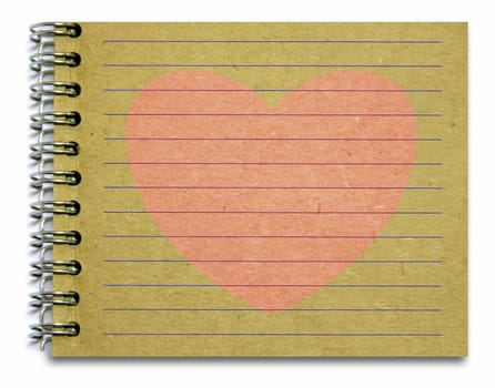old notepad book paper with pink heart for text, love, concept and memo