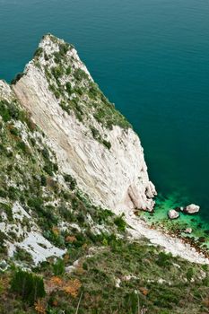 Mount Conero cliff in a beautiful deep blue sea, Marche, Italy
