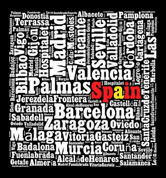 Localities in Spain word cloud concept