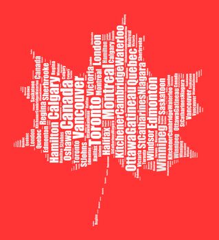 Largest census metropolitan areas in Canada word cloud concept