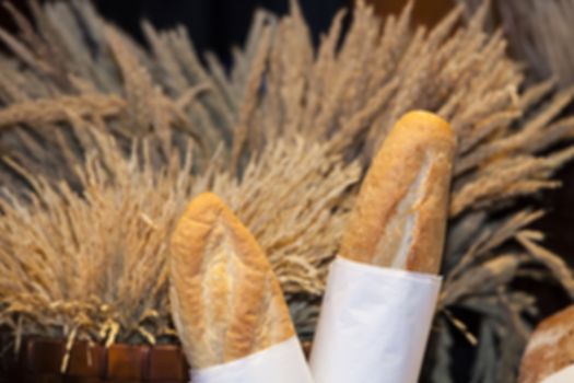 Bakery, two pieces is the staple food of the people and the background wheat,The background image blur.