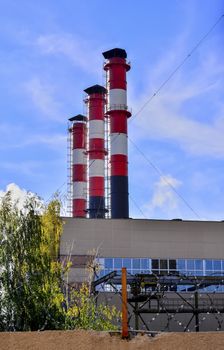 Pollution of atmospheric air from the chimneys of plants.