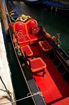 Gondola in the small canals of the romantic Venice